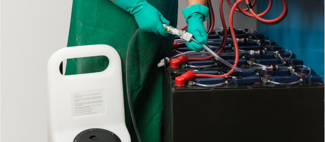 electric forklift battery watering system